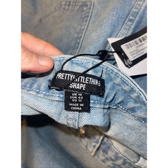 Pretty Little Thing Womens Seam Detail Front Flare Leg Blue Denim Jeans Sz 10 NW - Picture 8 of 8